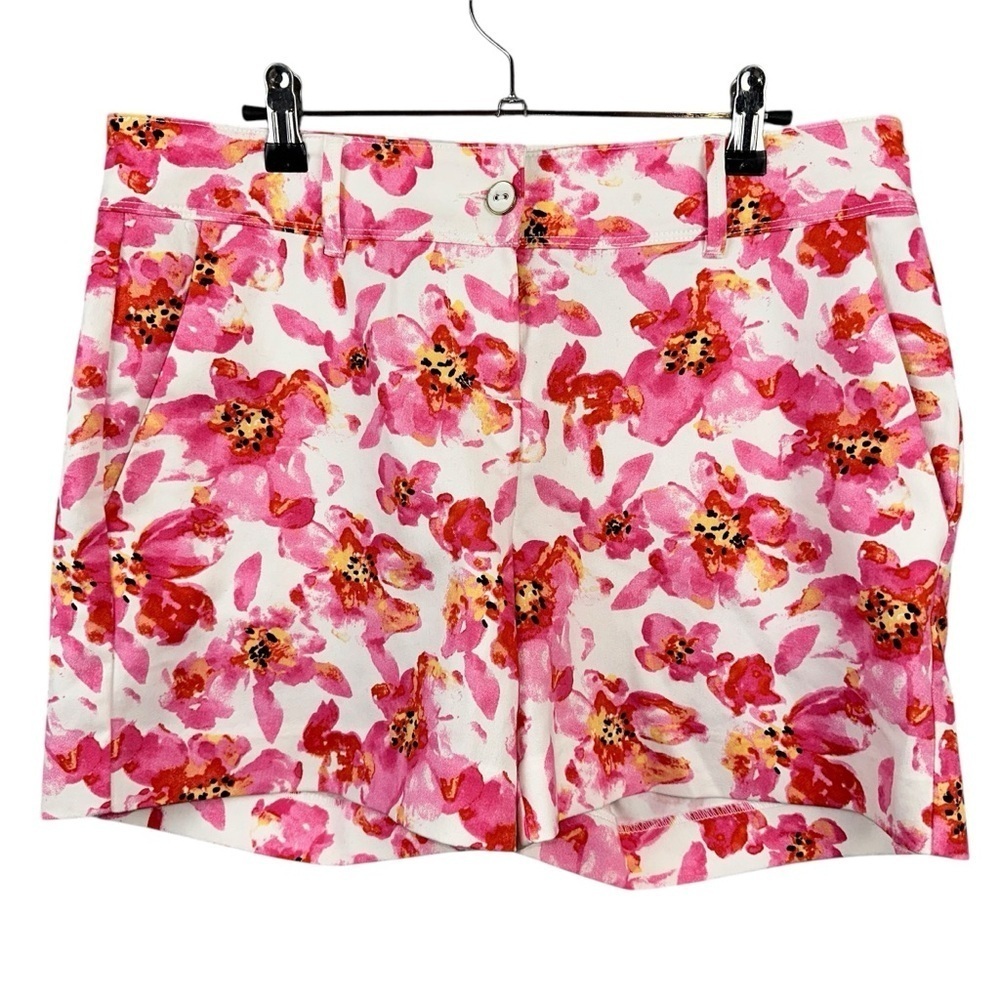 Isaac Mizrahi Womens New York Short Pink White 8 Floral Spring Summer Beach